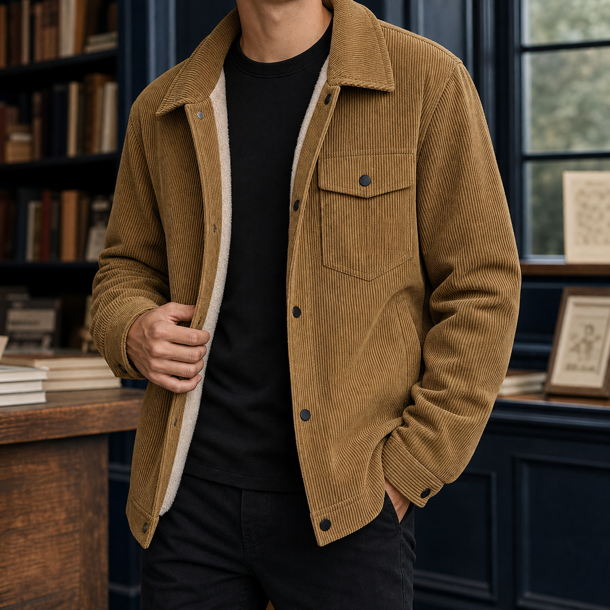 Easton | Men's Casual Sherpa Lined Corduroy Winter Trucker Jacket
