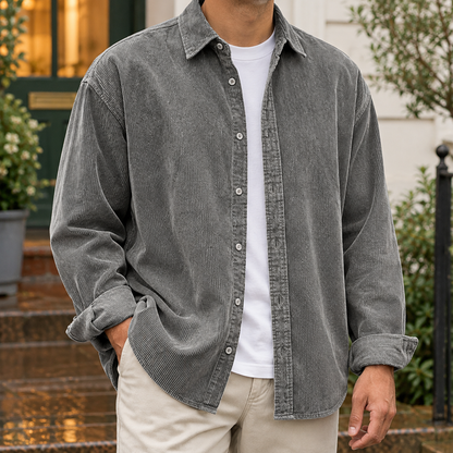 Bruno | Men's Relaxed Fit Long Sleeve Corduroy Button-Up Overshirt