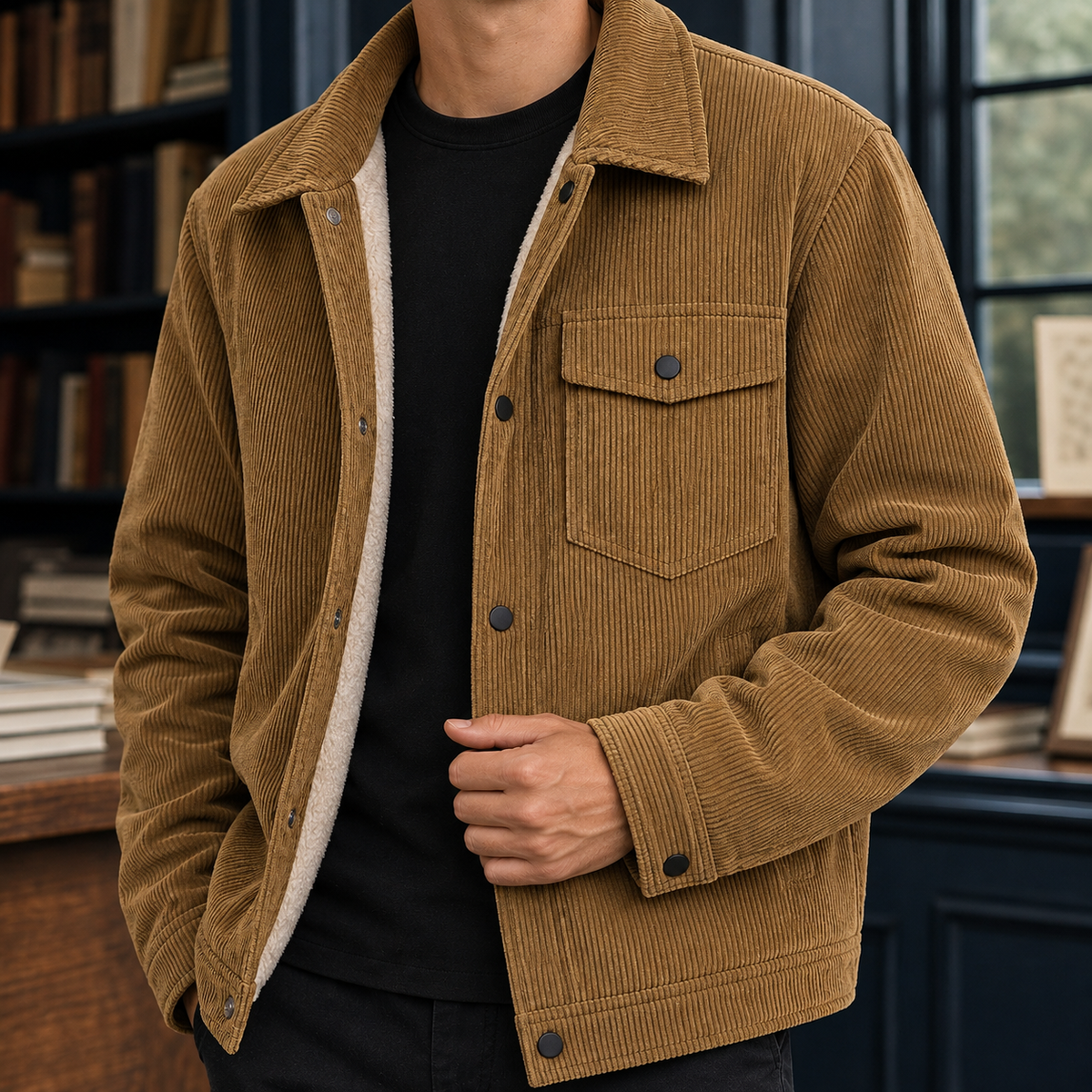 Easton | Men's Casual Sherpa Lined Corduroy Winter Trucker Jacket