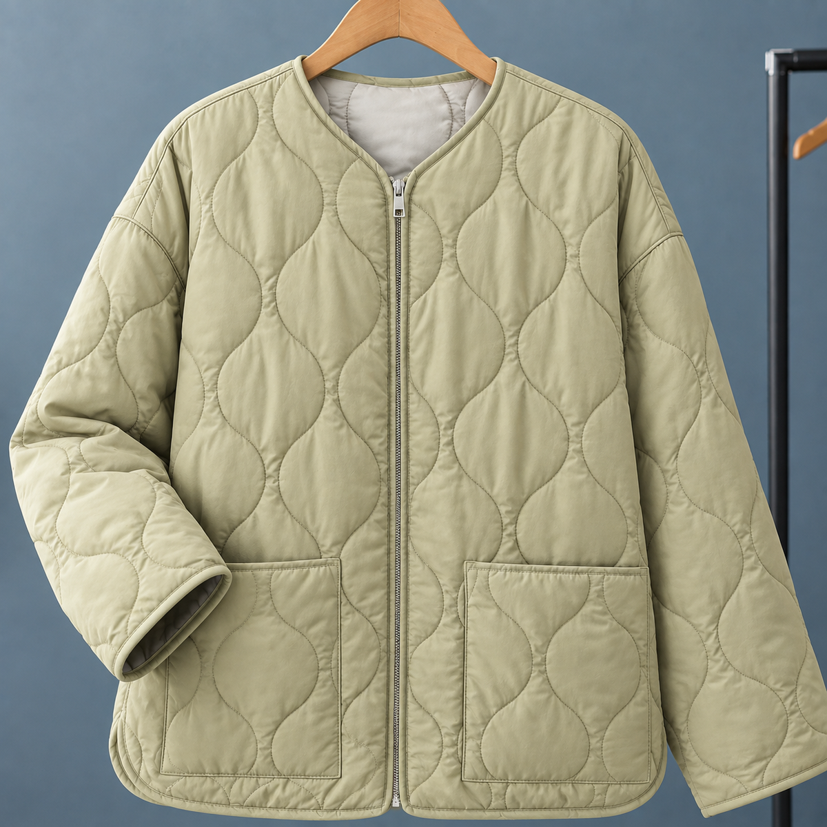 Aubrey | Women's Collarless Oversized Patch Pocket Quilted Jacket
