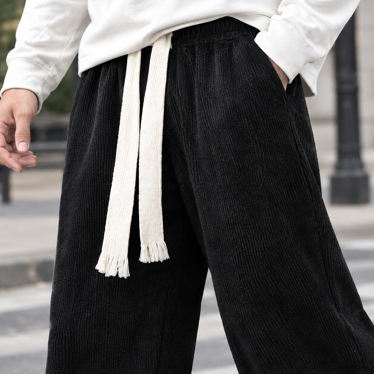 Benson | Men's Corduroy Baggy Wide Leg Drawstring Casual Pants