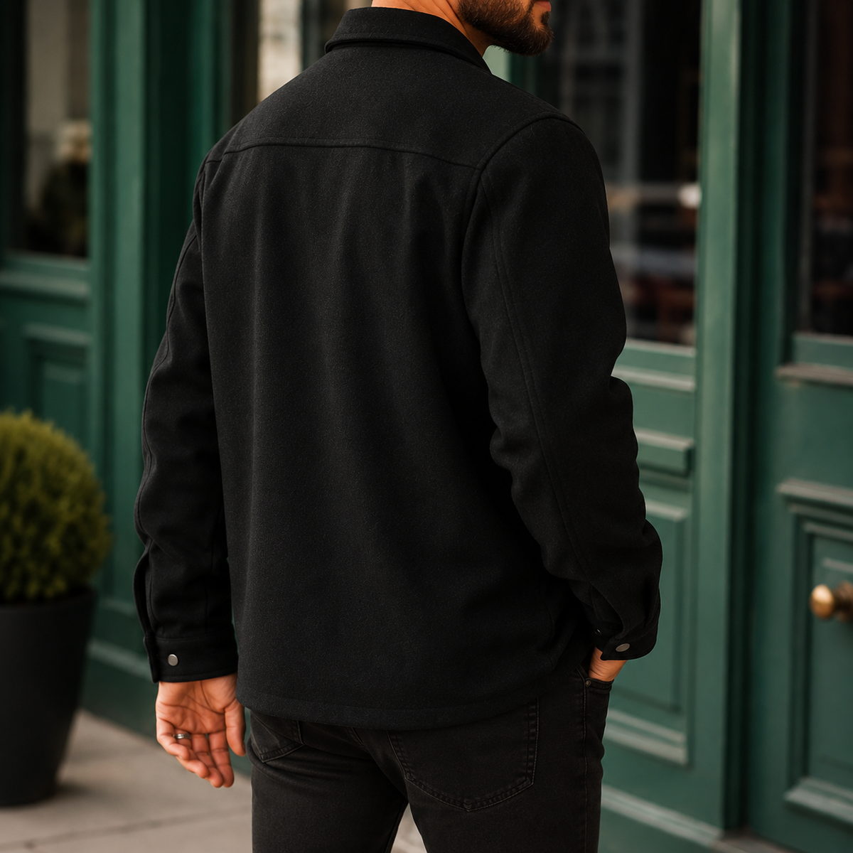 Clive | Men's Casual Brushed Snap Front Shirt Jacket