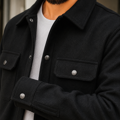 Clive | Men's Casual Brushed Snap Front Shirt Jacket
