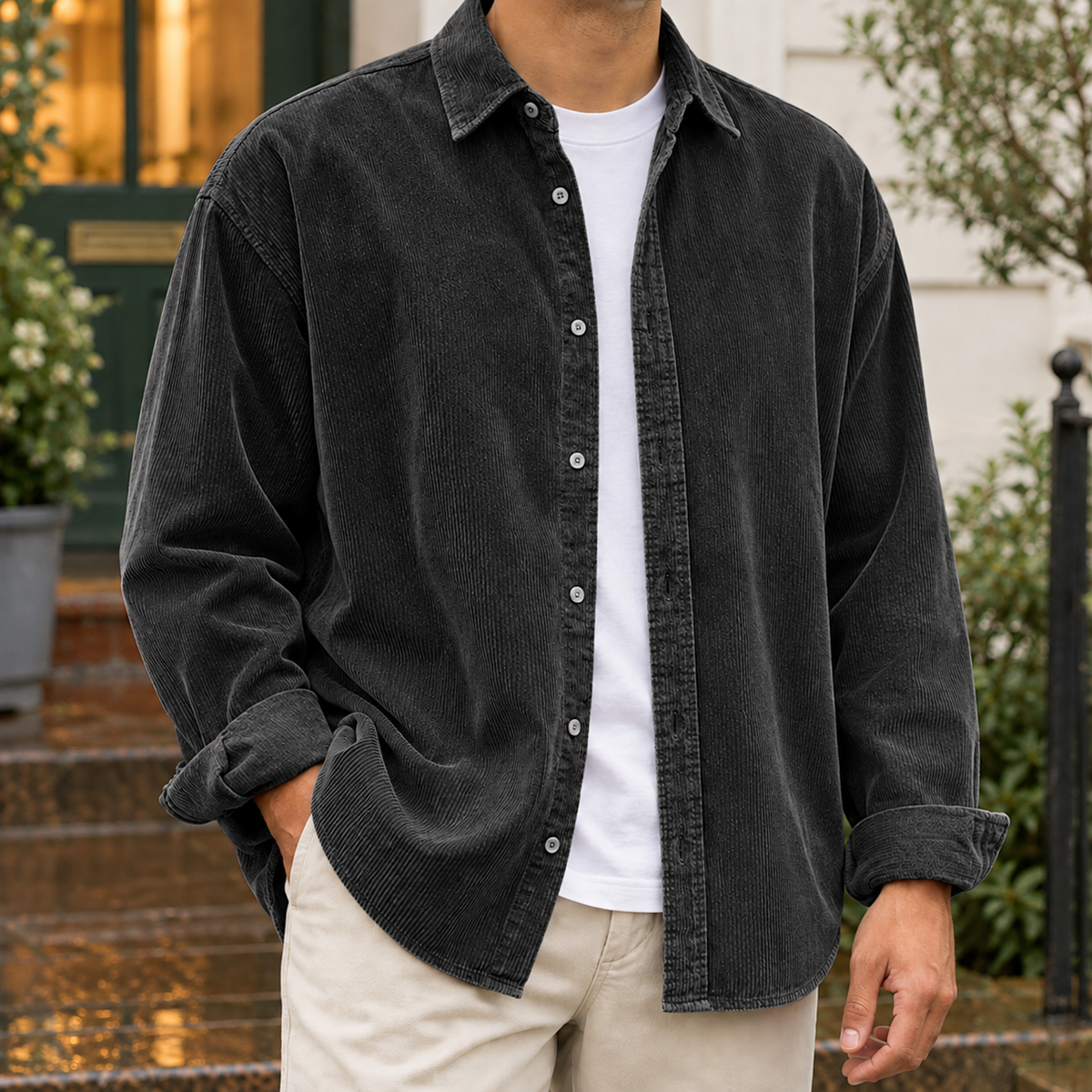 Bruno | Men's Relaxed Fit Long Sleeve Corduroy Button-Up Overshirt