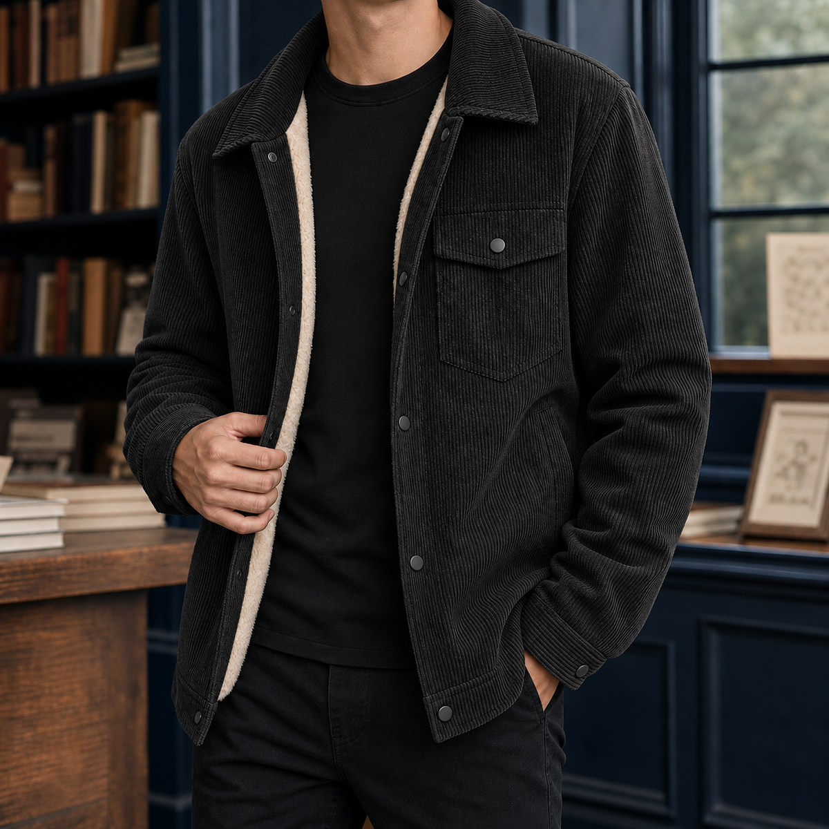 Easton | Men's Casual Sherpa Lined Corduroy Winter Trucker Jacket