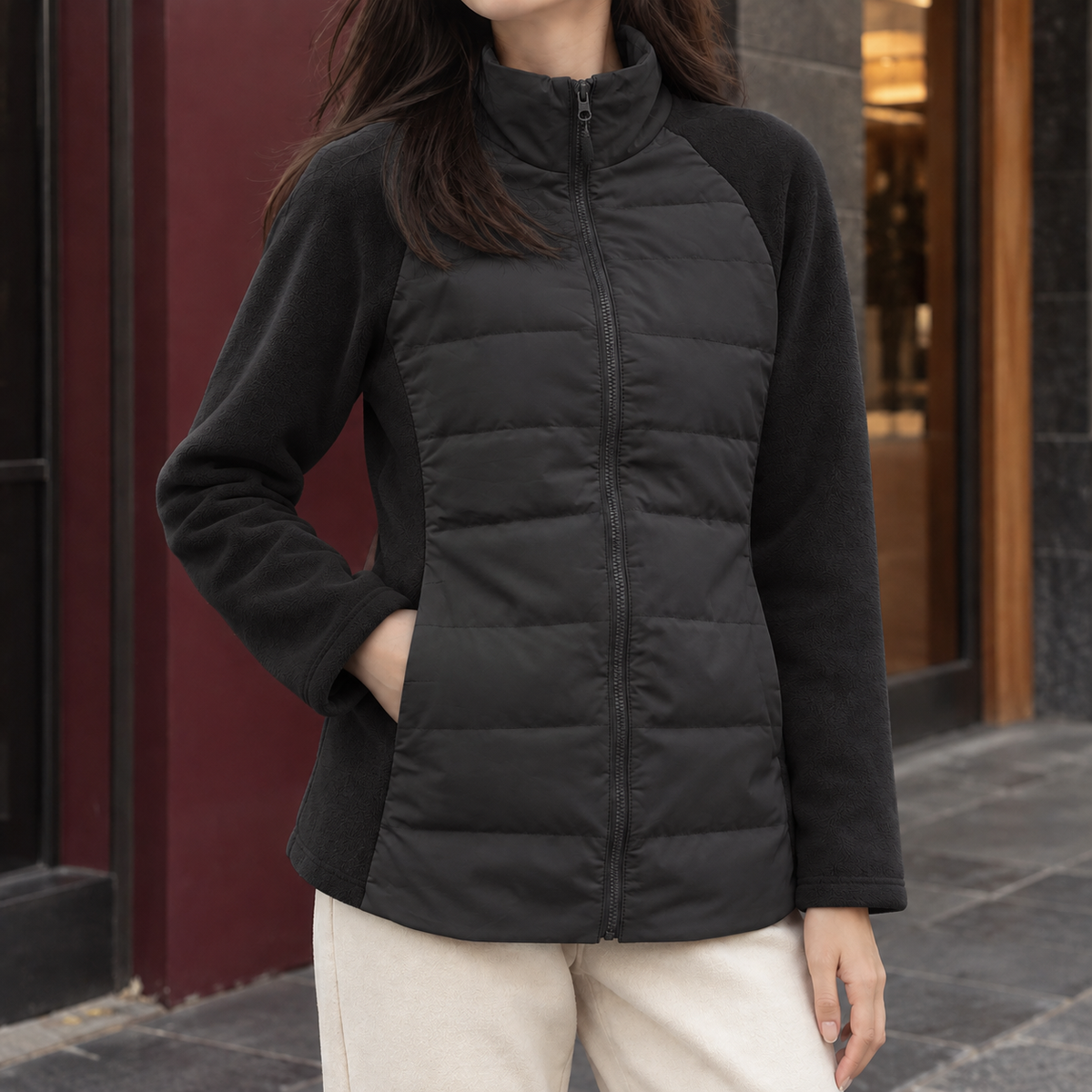 Danielle | Women's Lightweight Puffer Hybrid Stand Collar Quilted Jacket