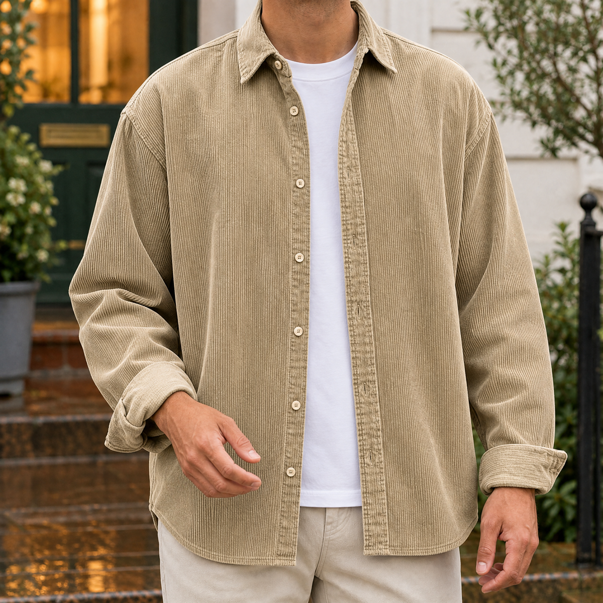 Bruno | Men's Relaxed Fit Long Sleeve Corduroy Button-Up Overshirt
