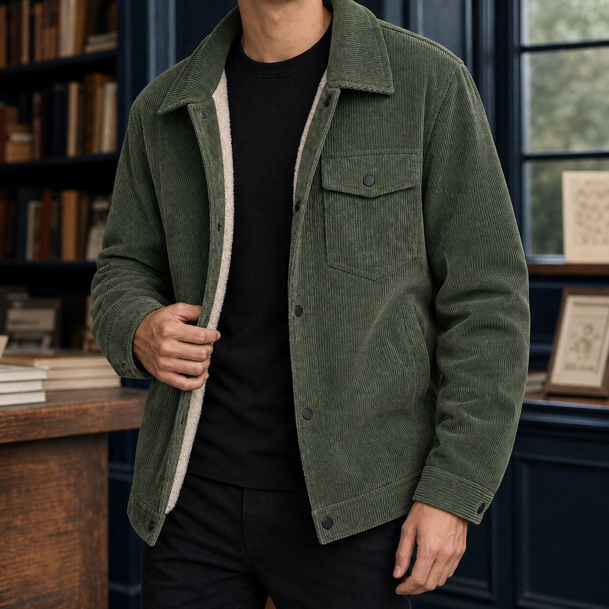 Easton | Men's Casual Sherpa Lined Corduroy Winter Trucker Jacket