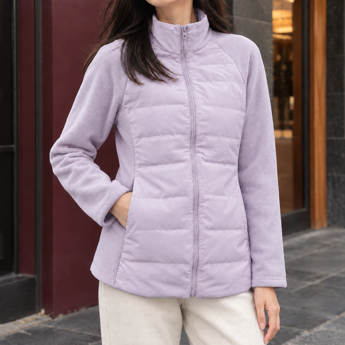 Danielle | Women's Lightweight Puffer Hybrid Stand Collar Quilted Jacket