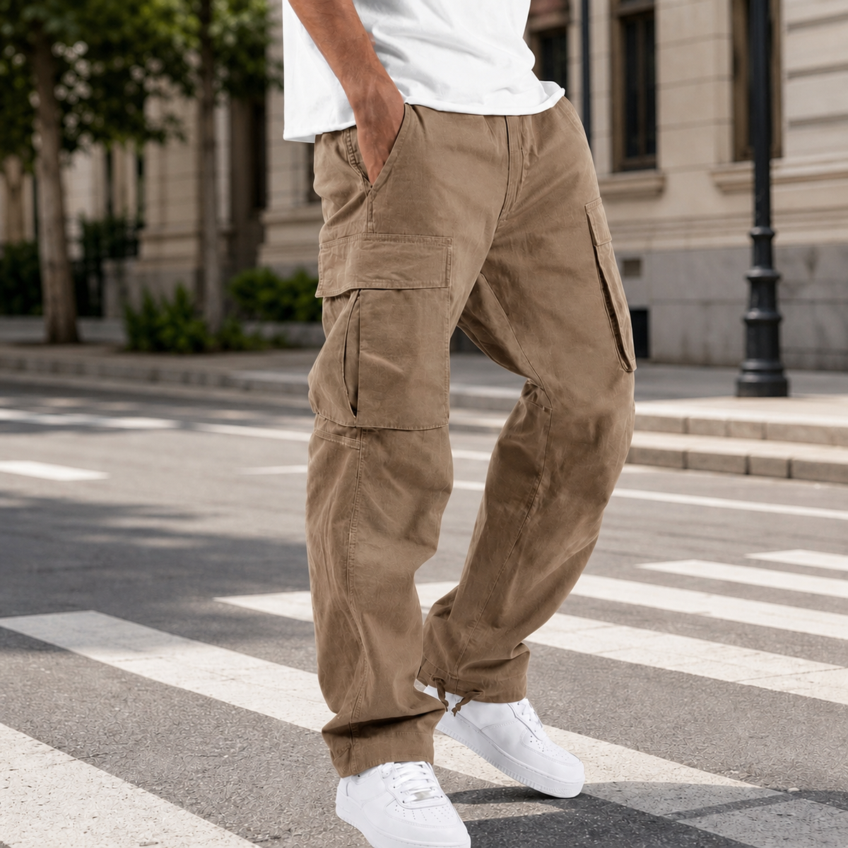 Boone | Men's Relaxed Baggy Drawstring Hem Cargo Pants