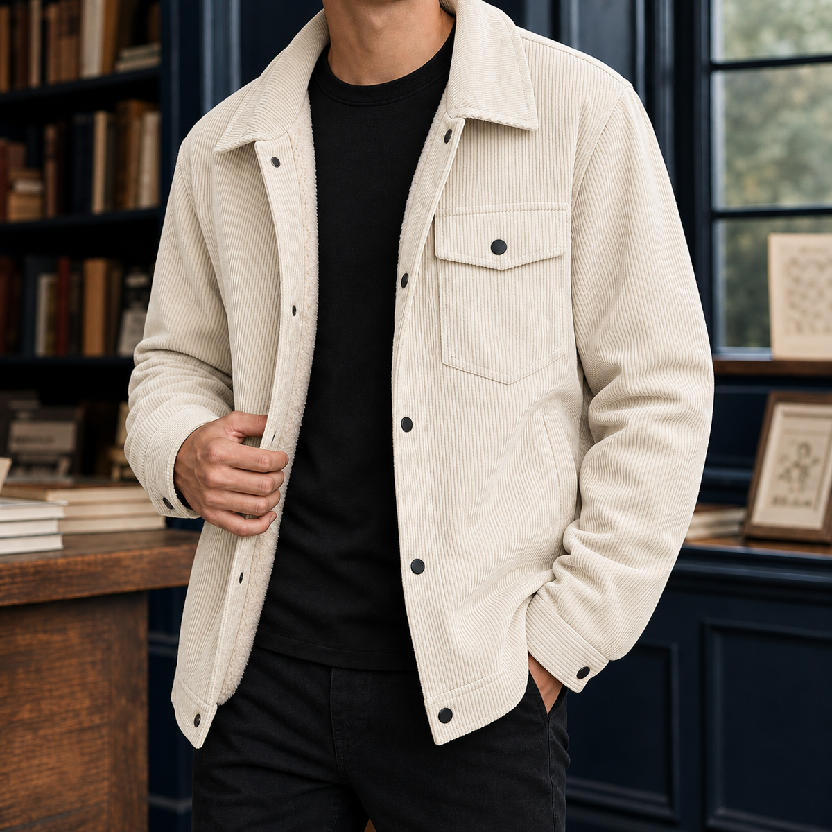 Easton | Men's Casual Sherpa Lined Corduroy Winter Trucker Jacket