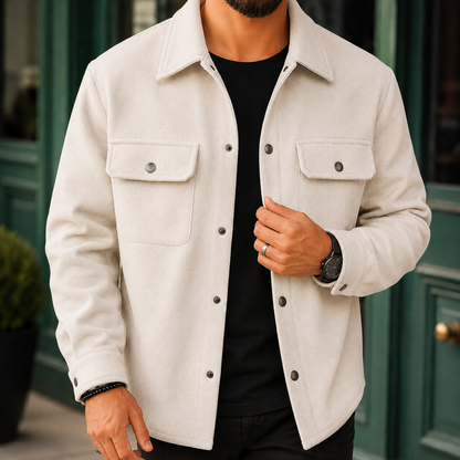 Clive | Men's Casual Brushed Snap Front Shirt Jacket