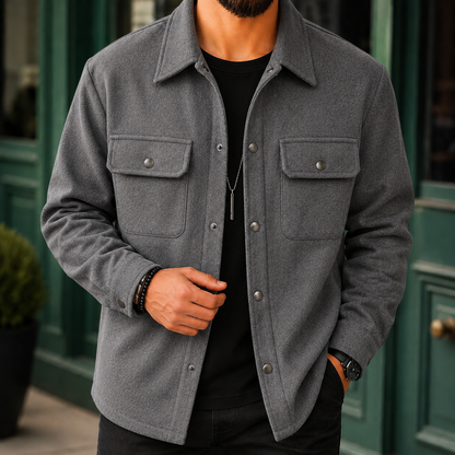 Clive | Men's Casual Brushed Snap Front Shirt Jacket