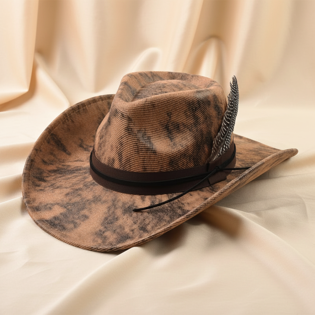 Wide Brim Cowboy Hats with Feather Detail