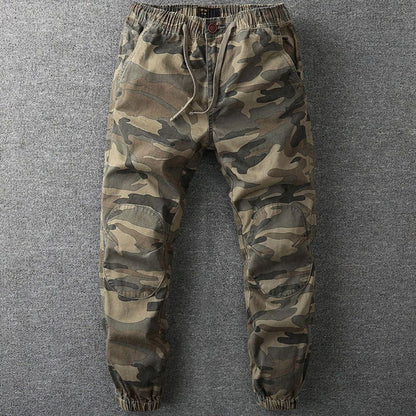 Sebastian | Men's Camo Elastic-Waist Drawstring Tapered Jogger Trousers