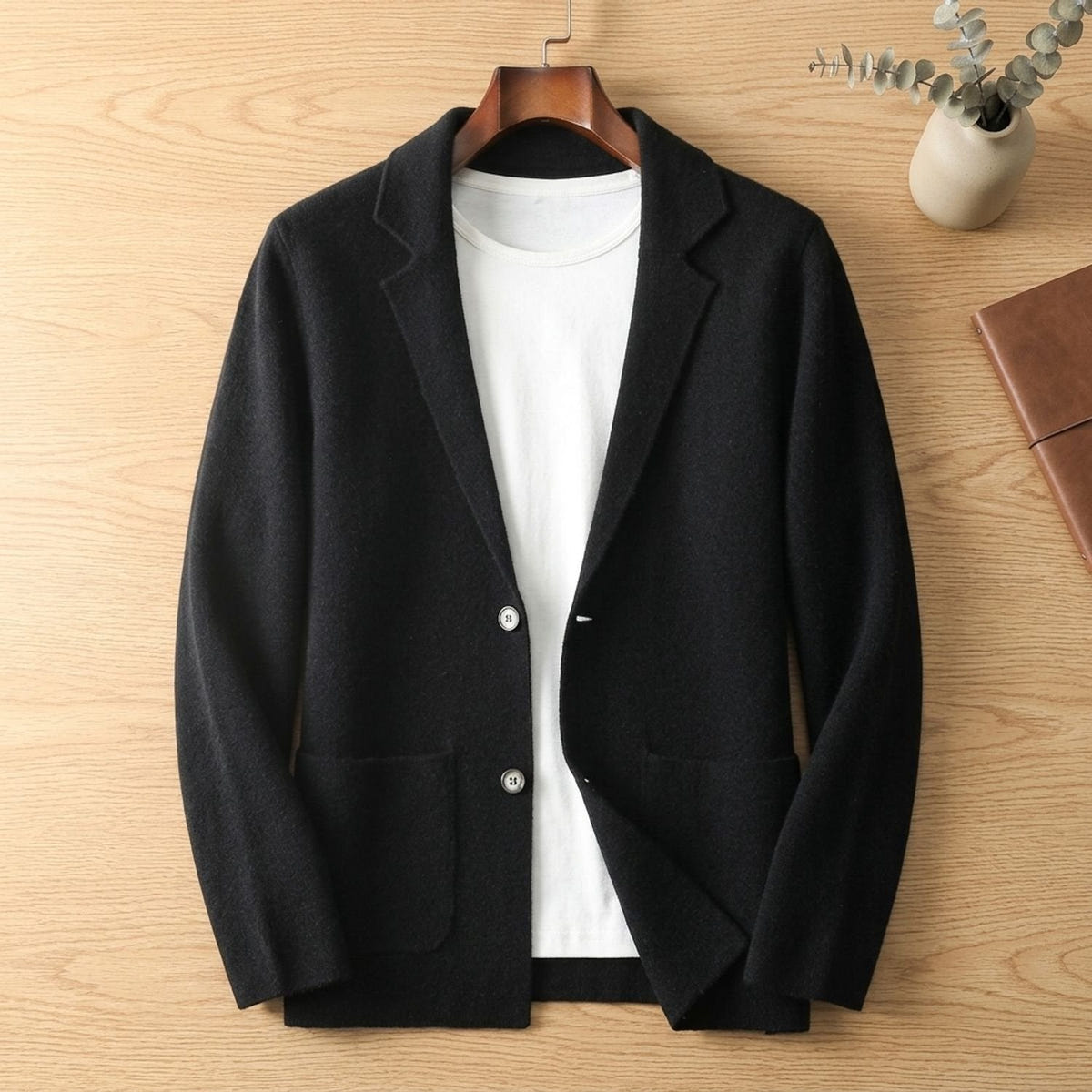 Dexter | Men's Blazer-Style Notched Lapel Knit Cardigan Sweater