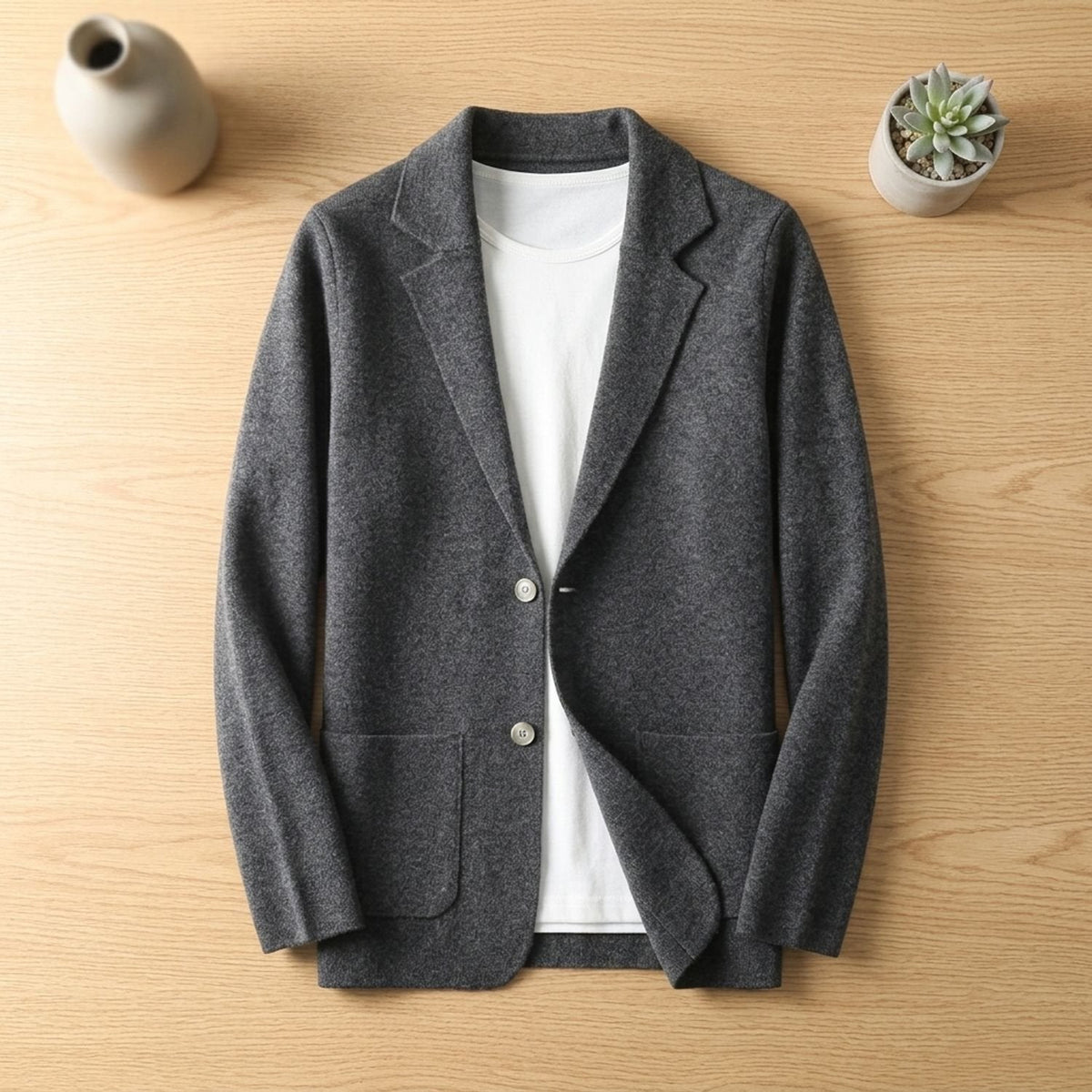 Dexter | Men's Blazer-Style Notched Lapel Knit Cardigan Sweater