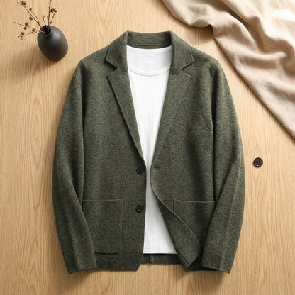 Dexter | Men's Blazer-Style Notched Lapel Knit Cardigan Sweater