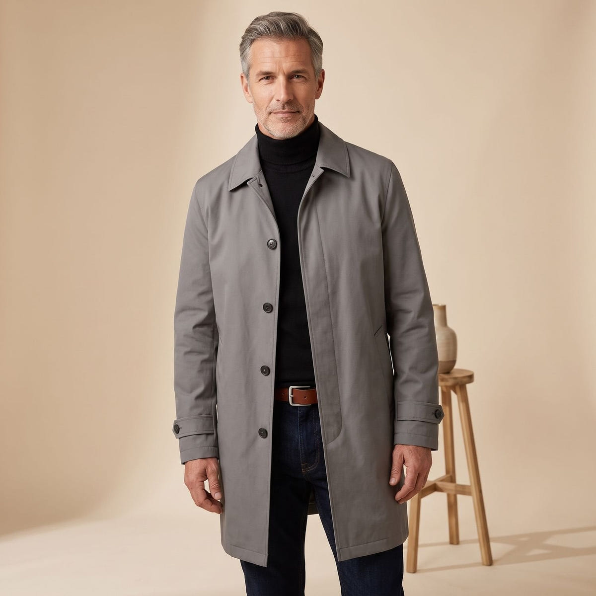 Derek | Men's Classic Single-Breasted Water Resistant Trench Coat