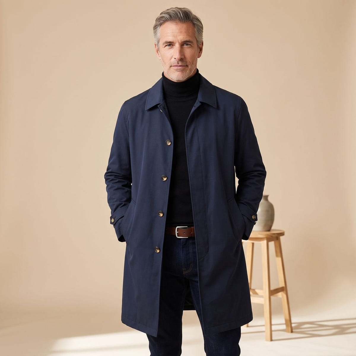 Derek | Men's Classic Single-Breasted Water Resistant Trench Coat