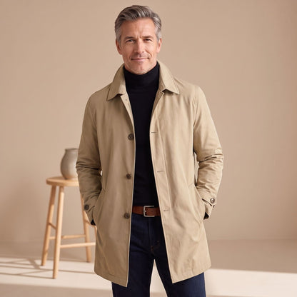 Derek | Men's Classic Single-Breasted Water Resistant Trench Coat