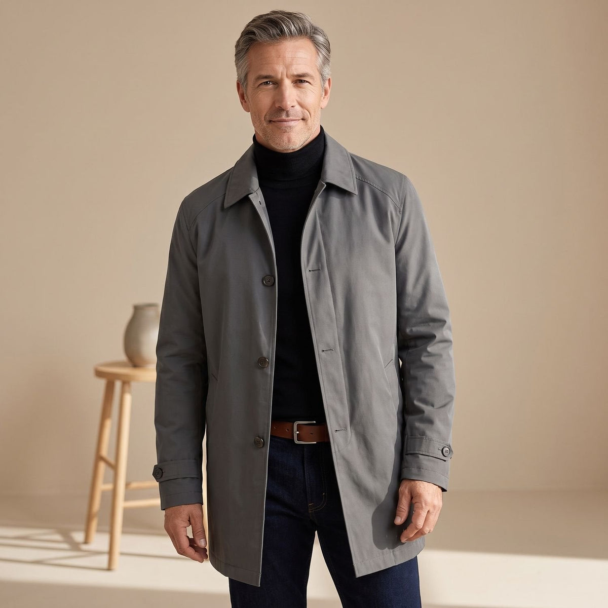 Derek | Men's Classic Single-Breasted Water Resistant Trench Coat