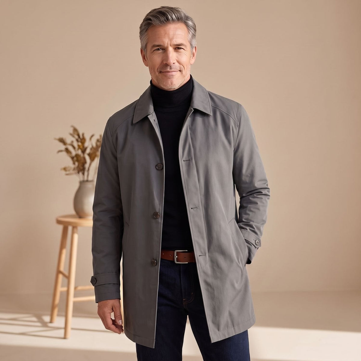 Derek | Men's Classic Single-Breasted Water Resistant Trench Coat