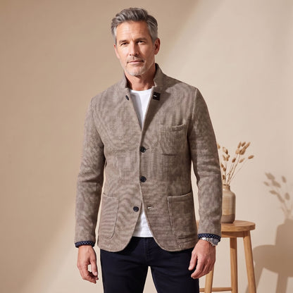 Donovan | Men's Slim Fit Stand Collar Knit Button Up Cardigan Blazer