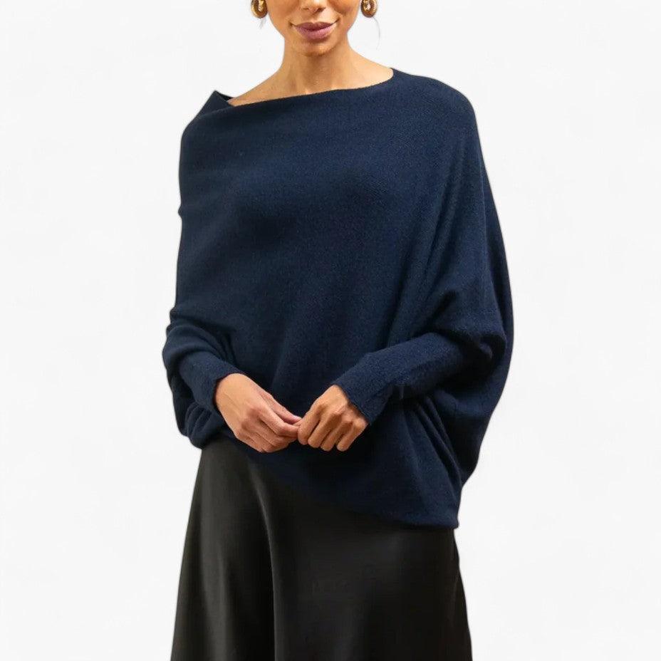 Maren | Women's Oversized Off-the-Shoulder Long Sleeve Knit Pullover Sweater