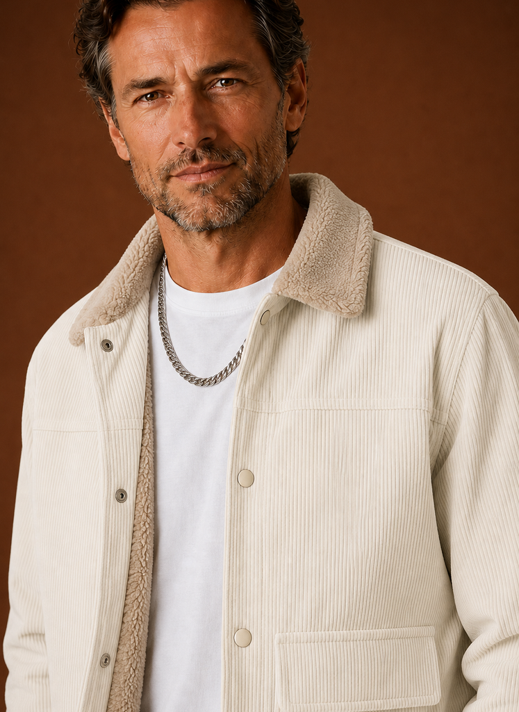 Areleon | Men's Sherpa Lined Corduroy Snap Front Winter Jacket