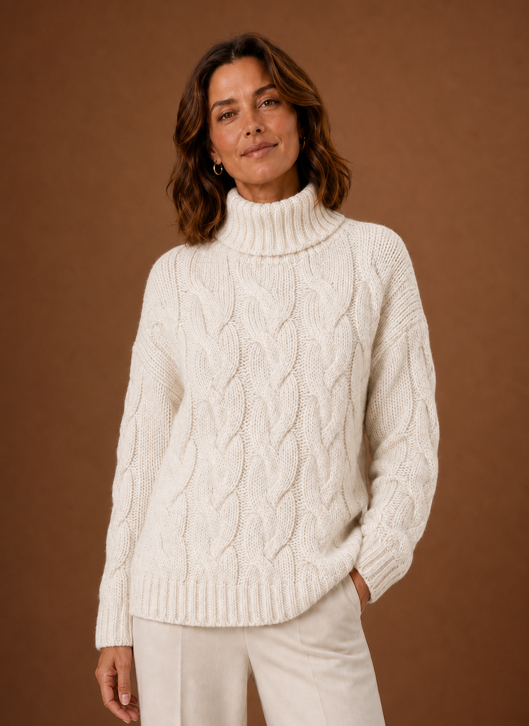 Loewen | Women's Cable Knit Roll Neck Chunky Knit Jumper