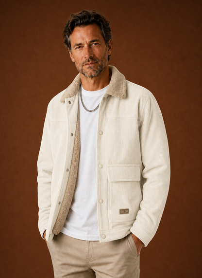 Areleon | Men's Sherpa Lined Corduroy Snap Front Winter Jacket
