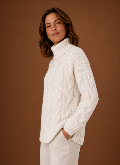 Loewen | Women's Cable Knit Roll Neck Chunky Knit Jumper