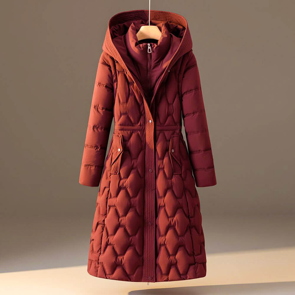 Lauren | Women's Long Quilted Hooded Winter Puffer Coat