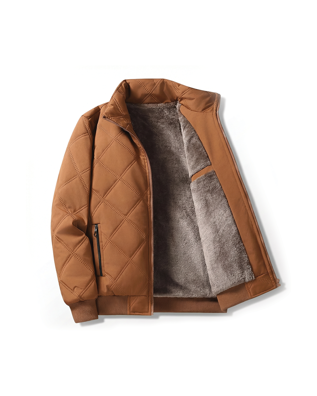 Boreas | Men's Diamond Quilted Fleece-Lined Stand Collar Winter Jacket