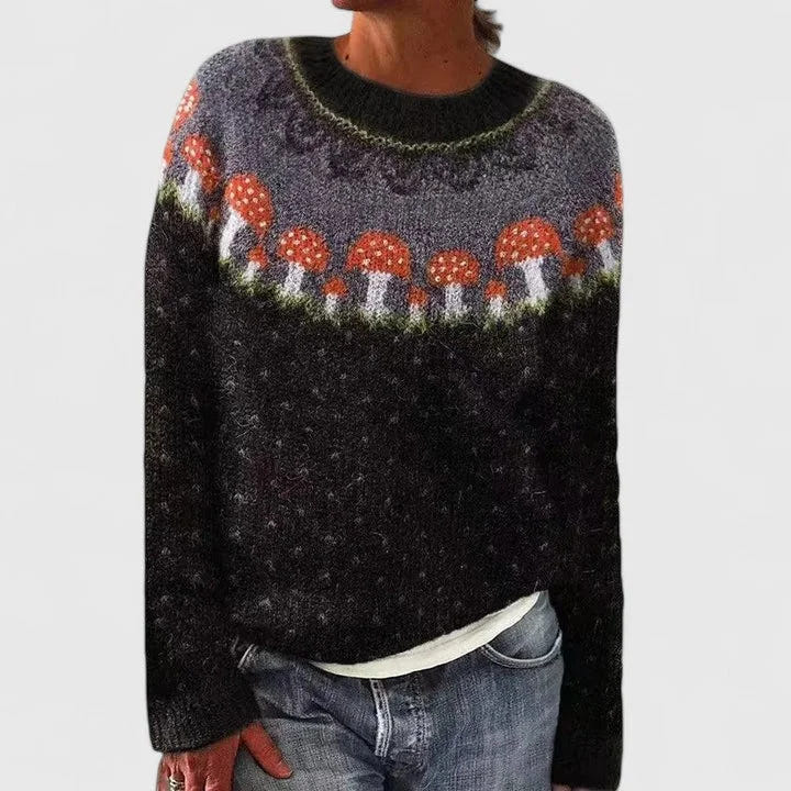 Dulcie | Women's Fair Isle Crew Neck Long Sleeve Knit Pullover Sweater