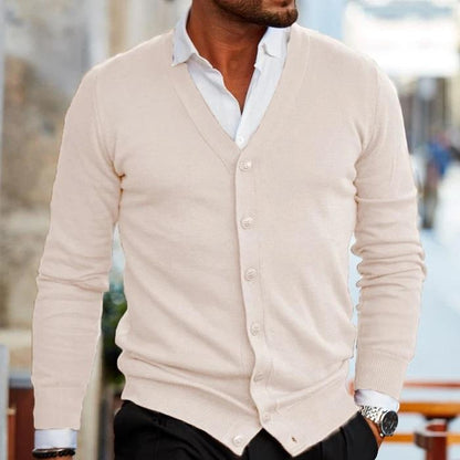 Clement | Men's Smart Casual Fine Knit V-Neck Button Up Cardigan Sweater