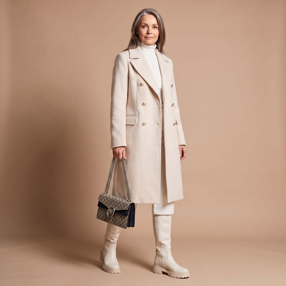 Cheryl | Women's Double-Breasted Wool Blend Notch Lapel Winter Coat