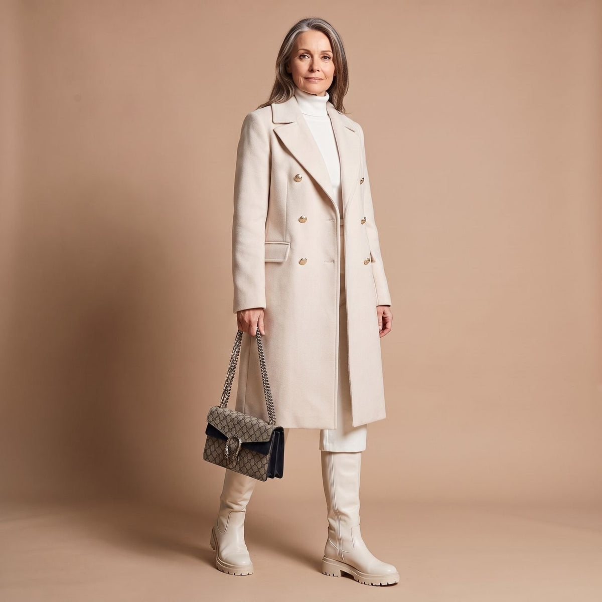 Cheryl | Women's Double-Breasted Wool Blend Notch Lapel Winter Coat
