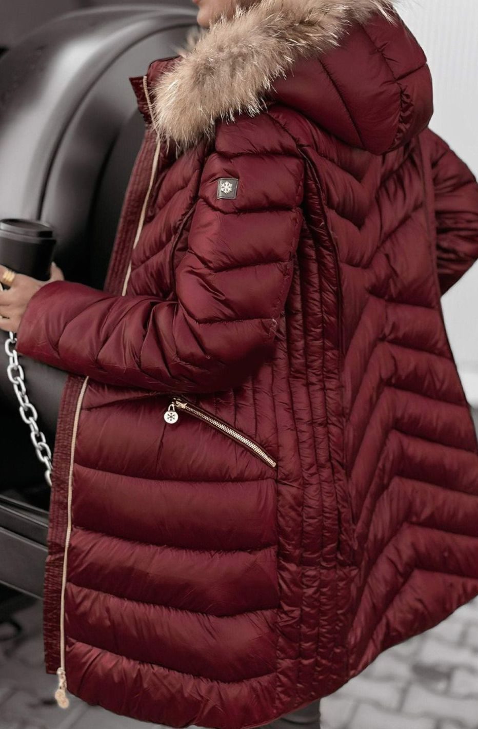 Carla | Women's Faux Fur Trim Hooded Quilted Long Puffer Coat