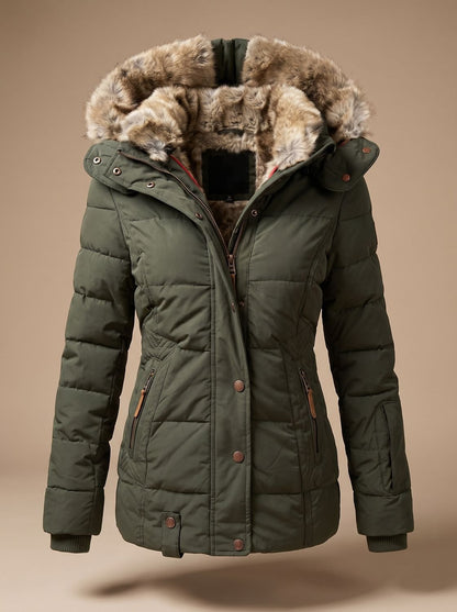 Adora | Women's Faux Fur Hood Plus Size Quilted Puffer Winter Coat