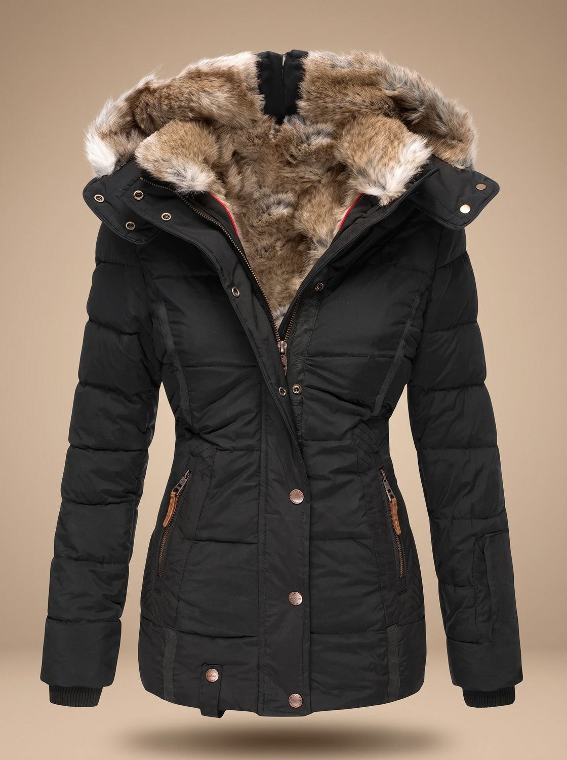 Adora | Women's Faux Fur Hood Plus Size Quilted Puffer Winter Coat