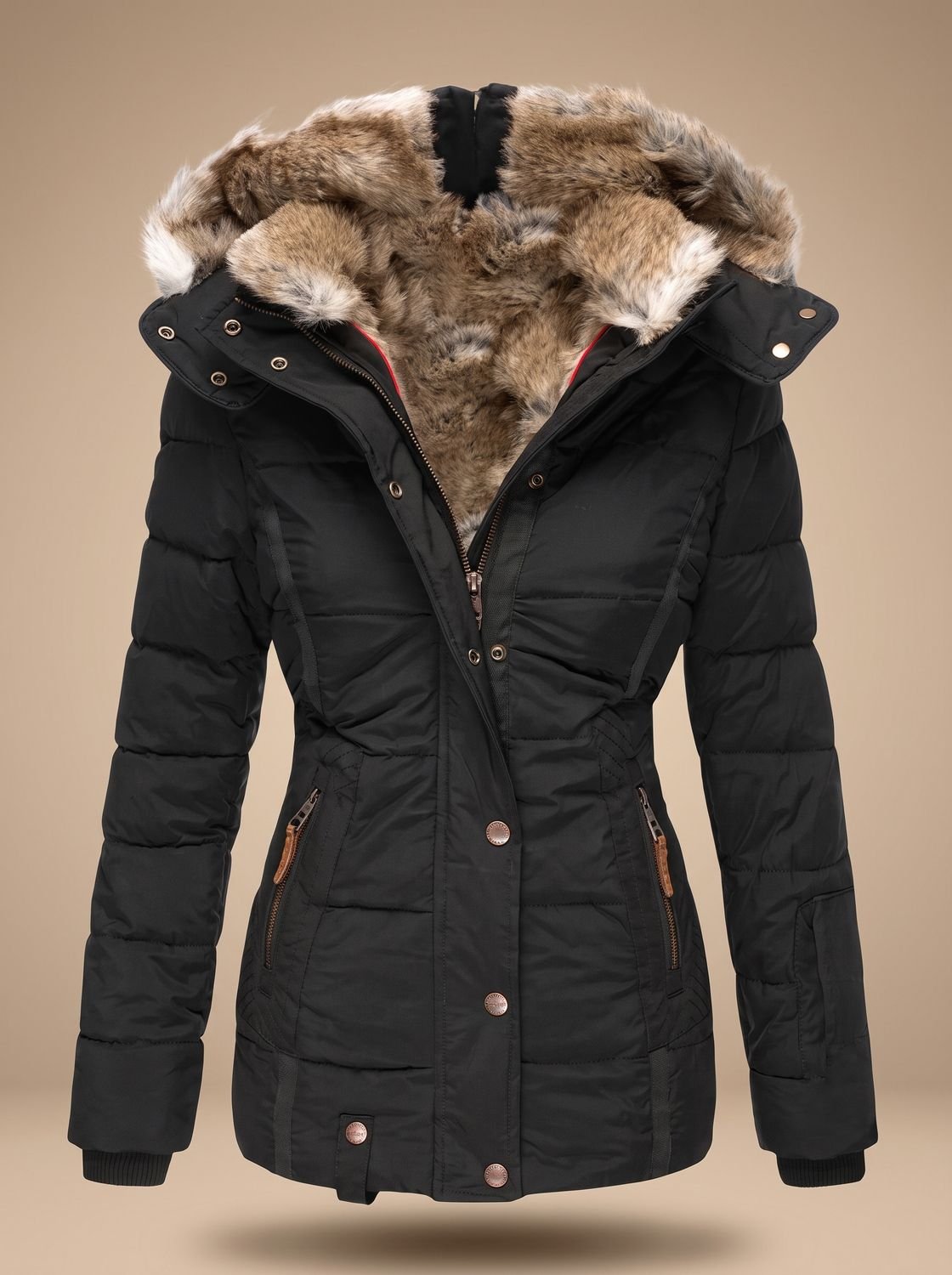 Adora | Women's Faux Fur Hood Plus Size Quilted Puffer Winter Coat