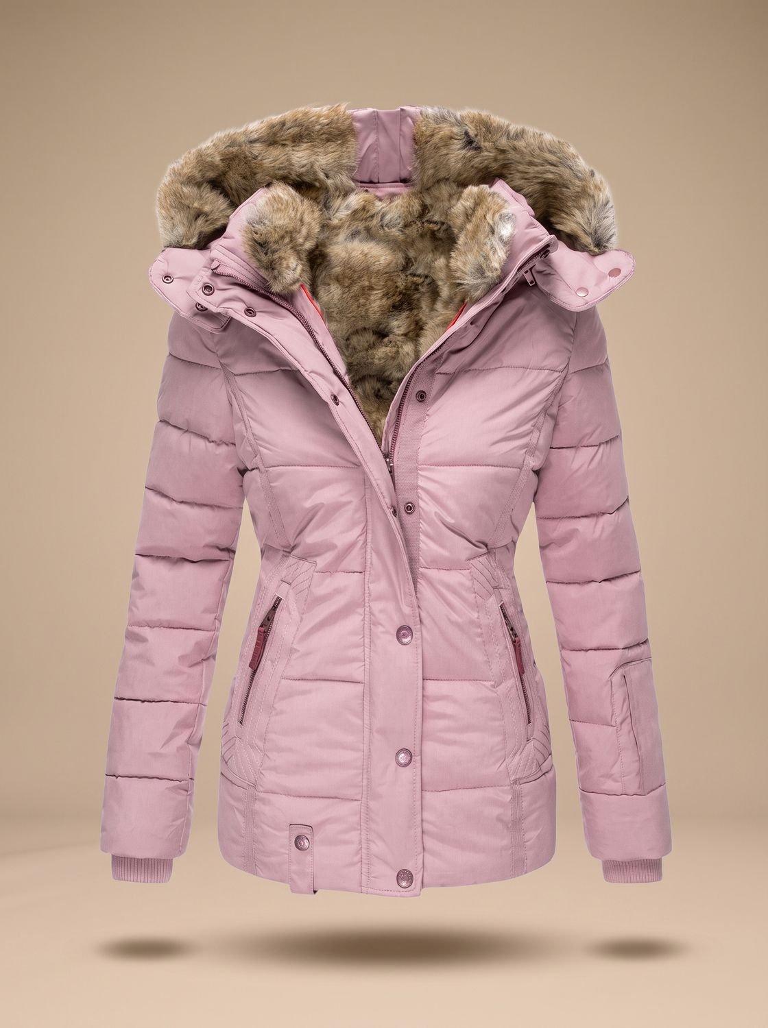 Adora | Women's Faux Fur Hood Plus Size Quilted Puffer Winter Coat