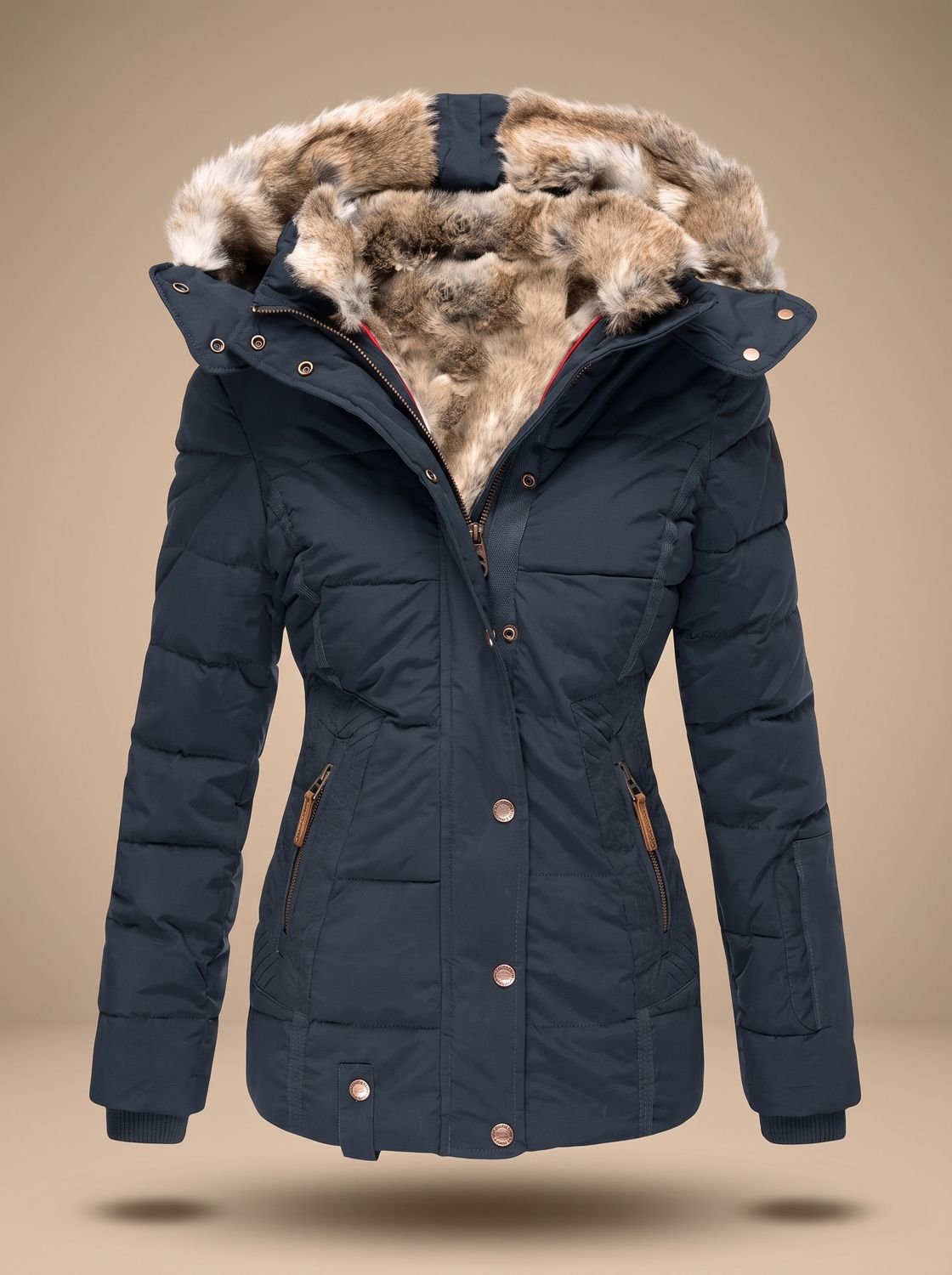 Adora | Women's Faux Fur Hood Plus Size Quilted Puffer Winter Coat