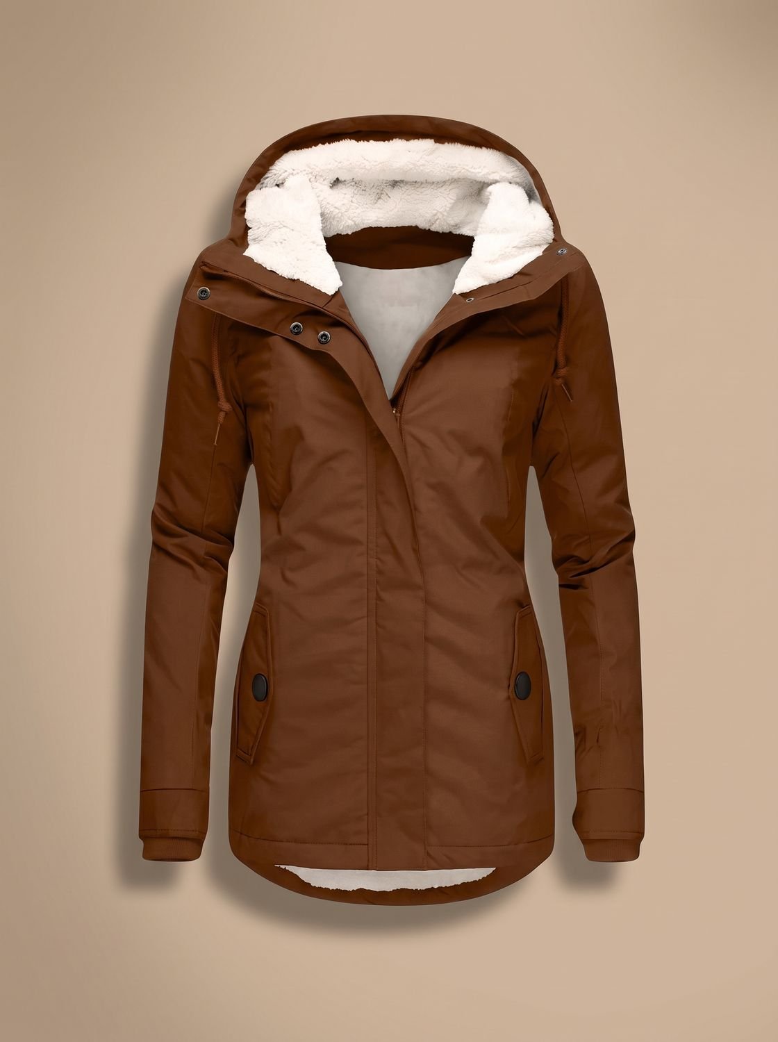 Ainsley | Women's Sherpa Lined Hooded Zip-Up Winter Jacket