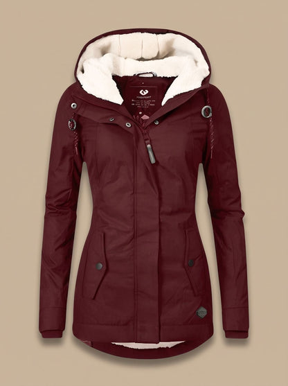 Ainsley | Women's Sherpa Lined Hooded Zip-Up Winter Jacket