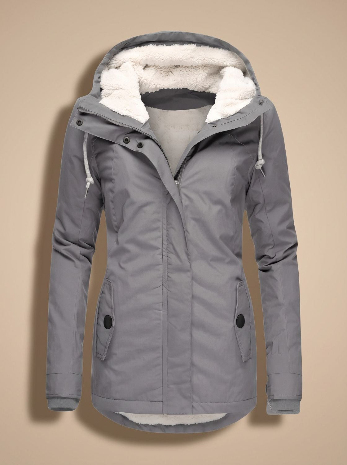 Ainsley | Women's Sherpa Lined Hooded Zip-Up Winter Jacket
