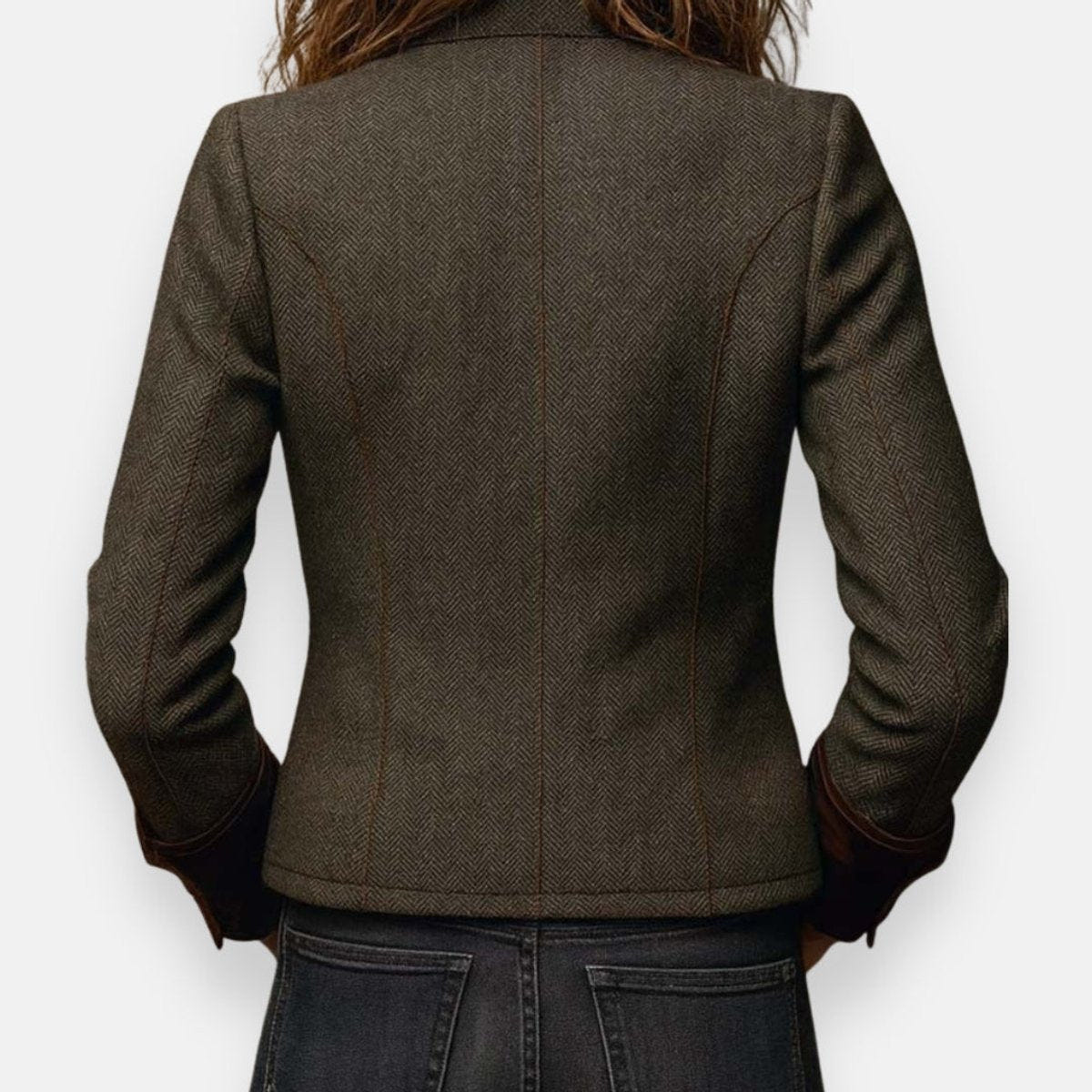 Alexandria | Women's Army Green Herringbone Military Tweed Jacket