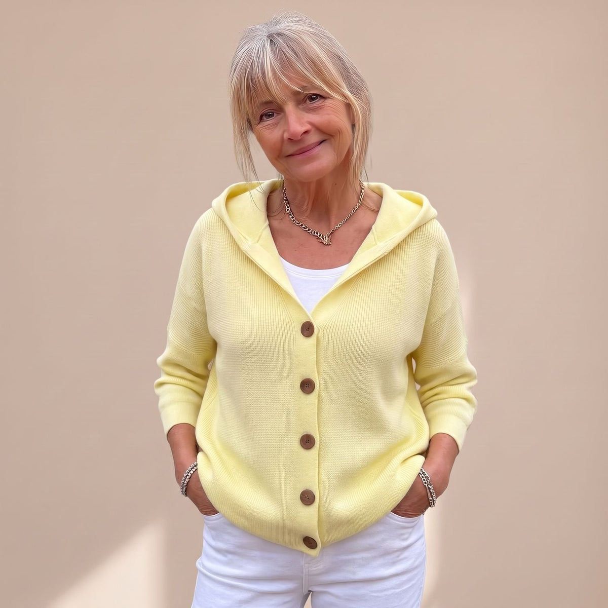 Consuela | Women's Hooded Relaxed Fit Button Up Knit Cardigan Sweater
